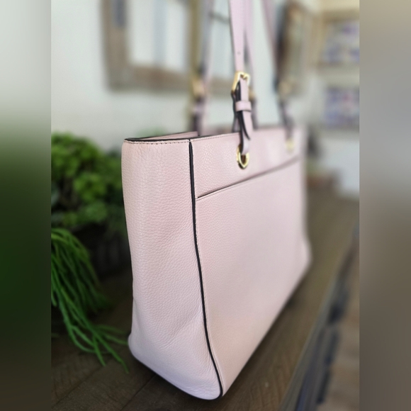 Michael Kors LG Commuter Tote/Laptop Bag Powder Blush Pink Leather+New MK Charm - Picture 5 of 16